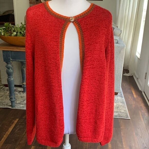 Coldwater Creek Open Front Fall Winter Burnt Orange Cardigan Sz S - Picture 3 of 8